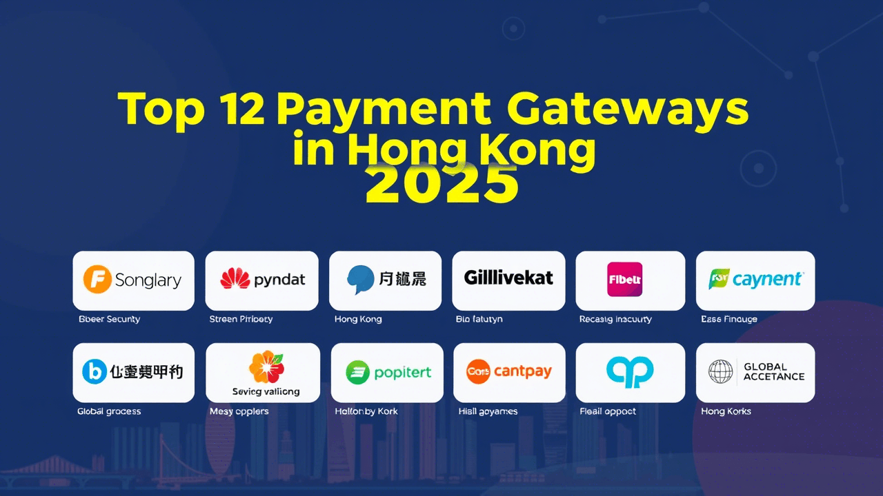 Hong Kong skyline with fintech logos of the top payment gateways for 2025