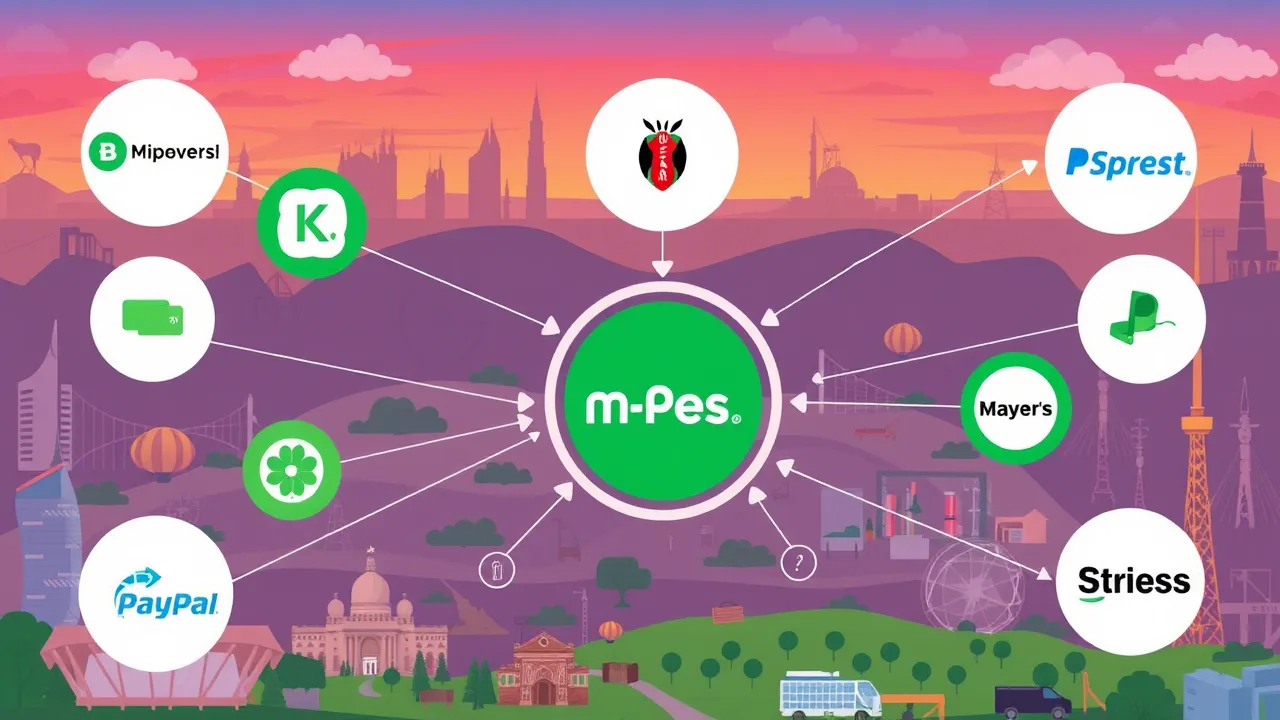 M-Pesa and payment gateway logos showcasing digital payment growth