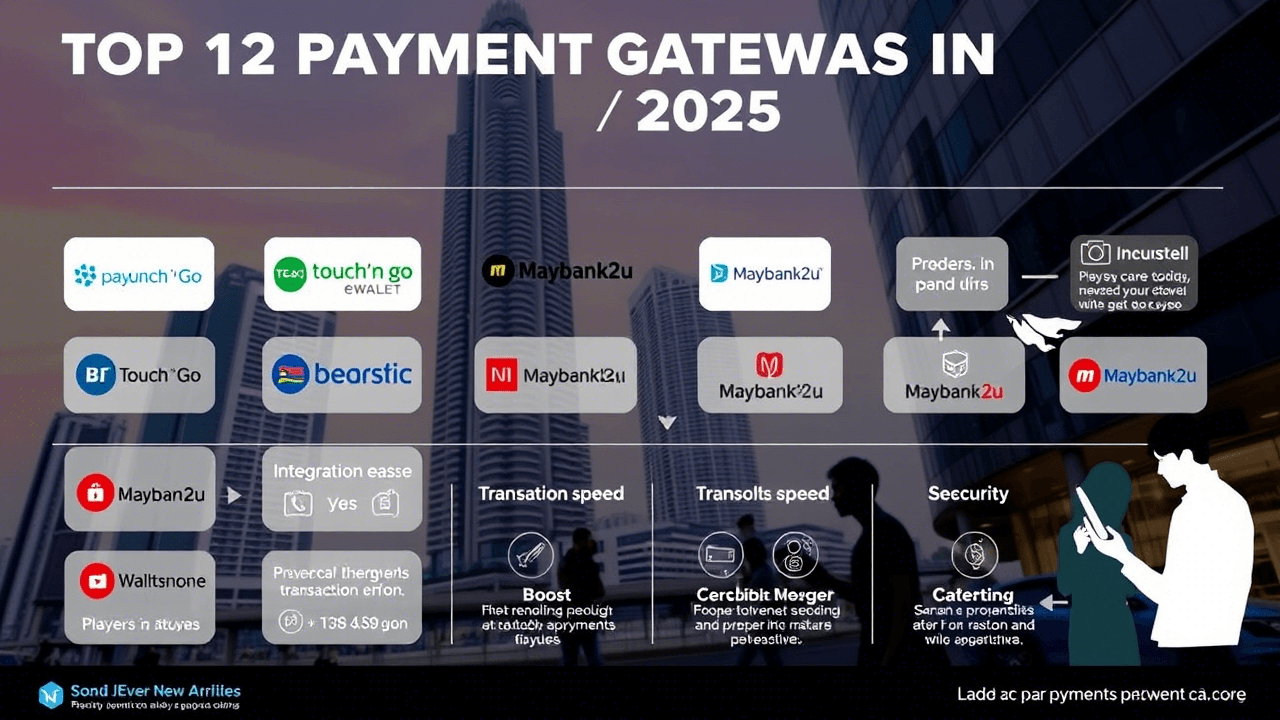 A collection of popular payment gateway logos in Malaysia, showcasing top payment solutions for 2025.