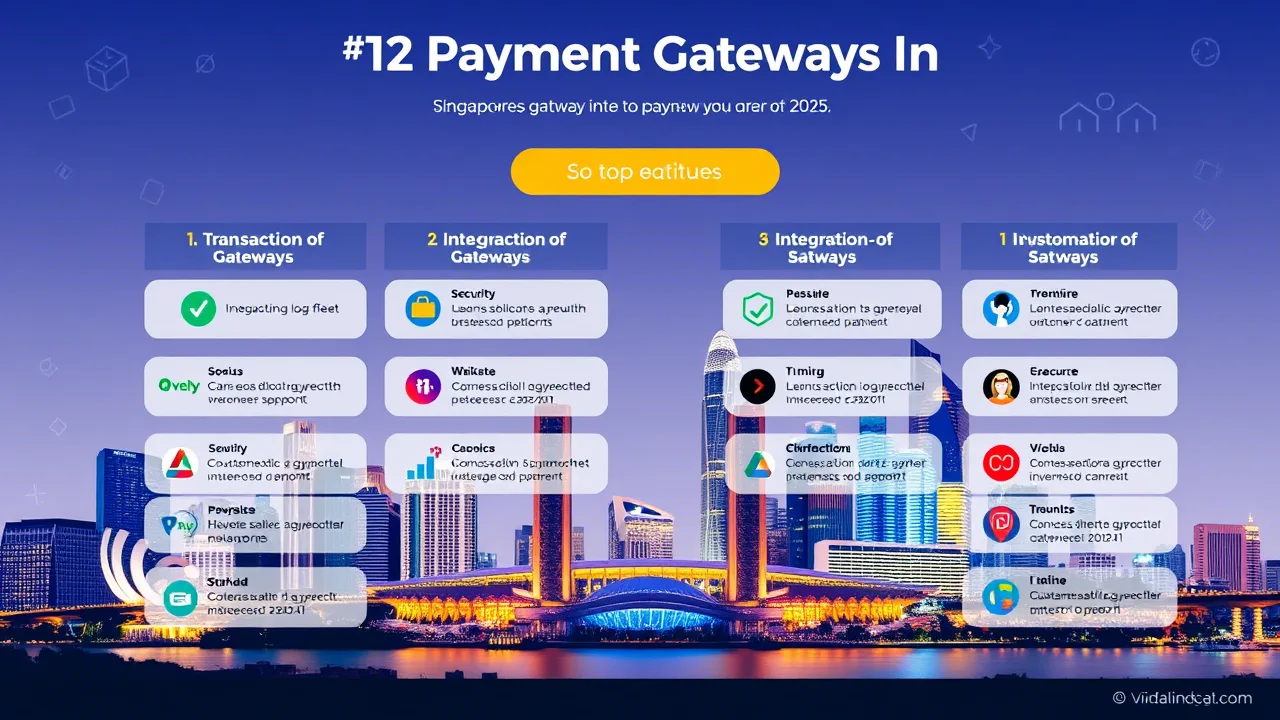 Singapore skyline with fintech logos of the top payment gateways for businesses in 2025.