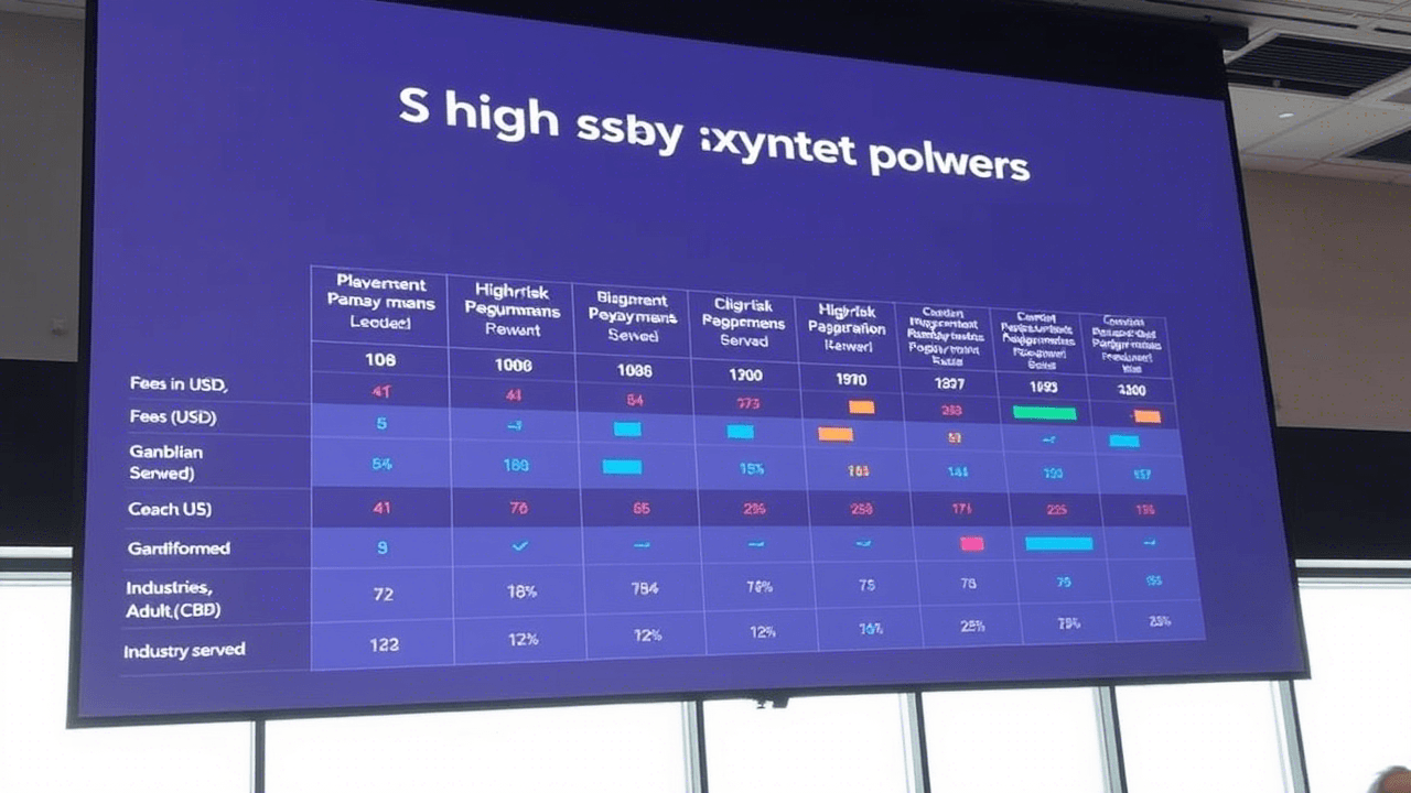 Feature comparison of high-risk payment providers in the USA.