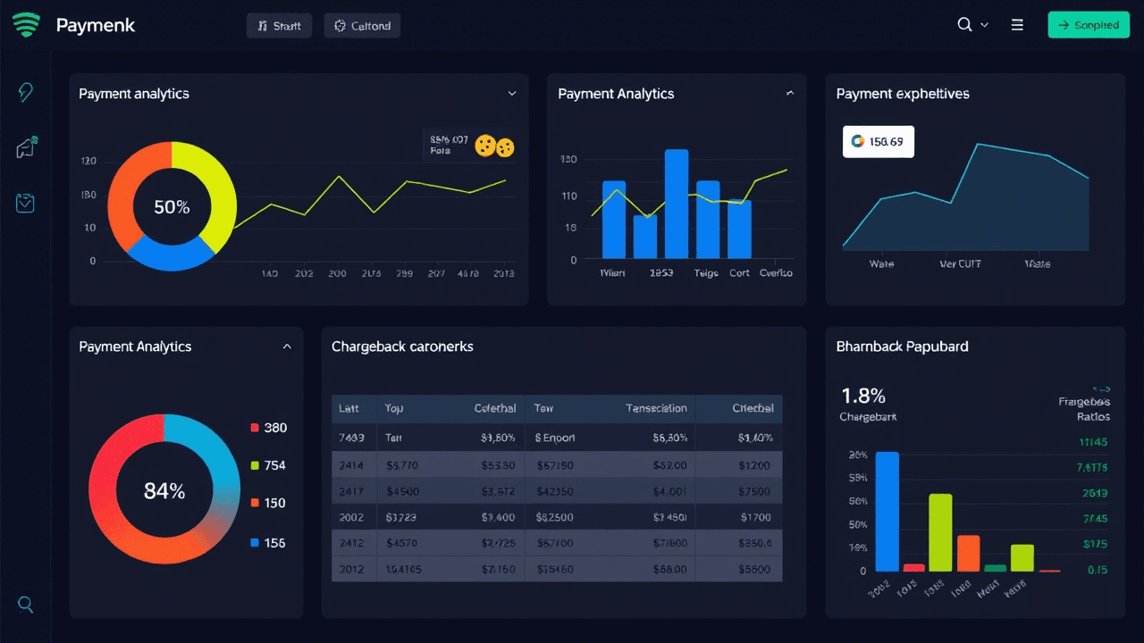 Gaming industry payment dashboard with high-risk merchant account data.