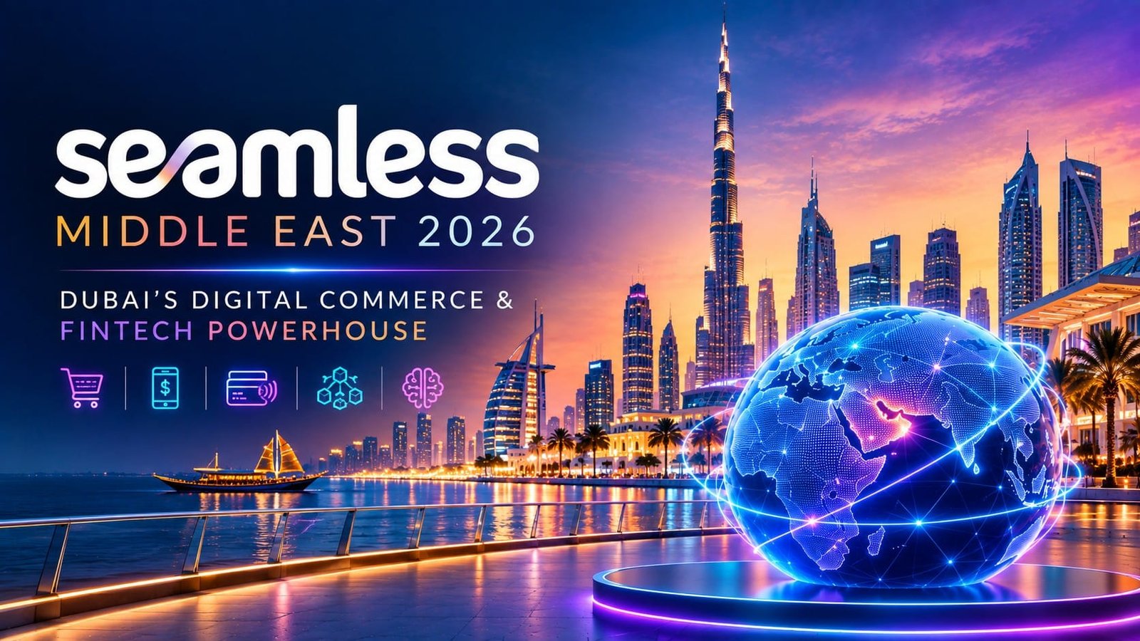 Seamless Middle East 2026 Dubai fintech conference banner