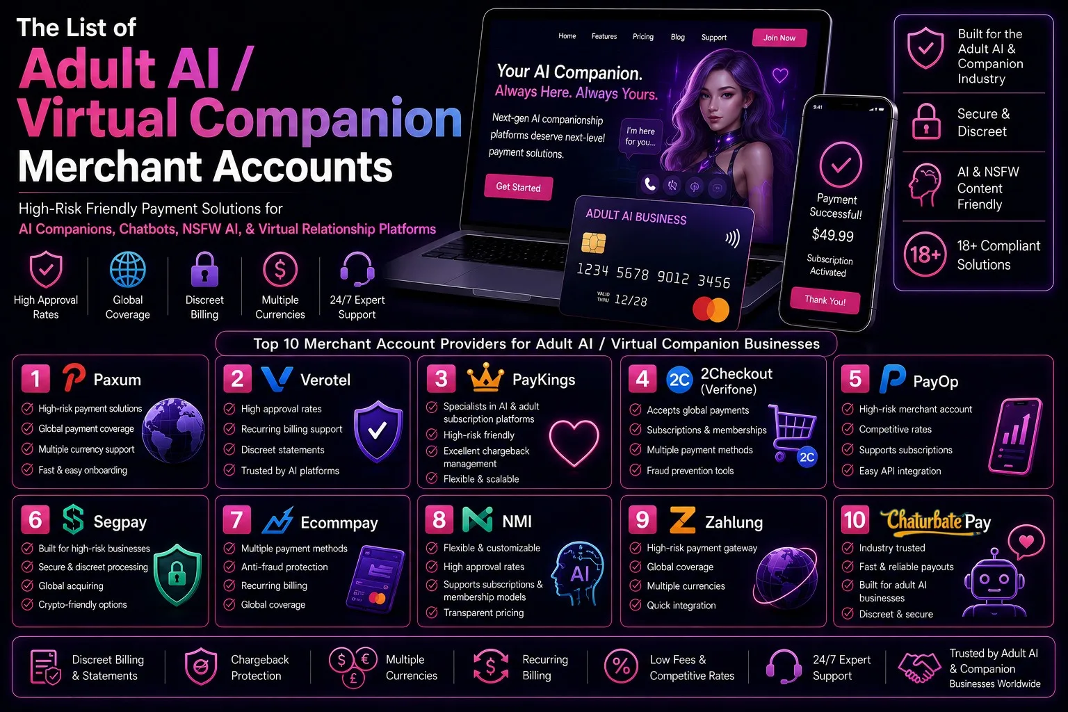 adult AI virtual companion merchant accounts