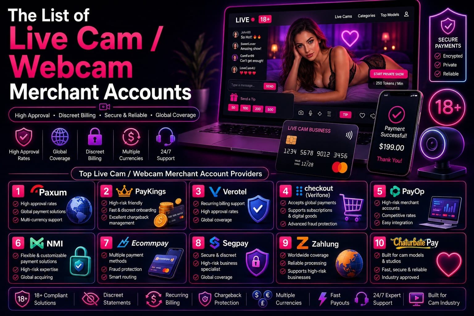 live cam webcam merchant accounts