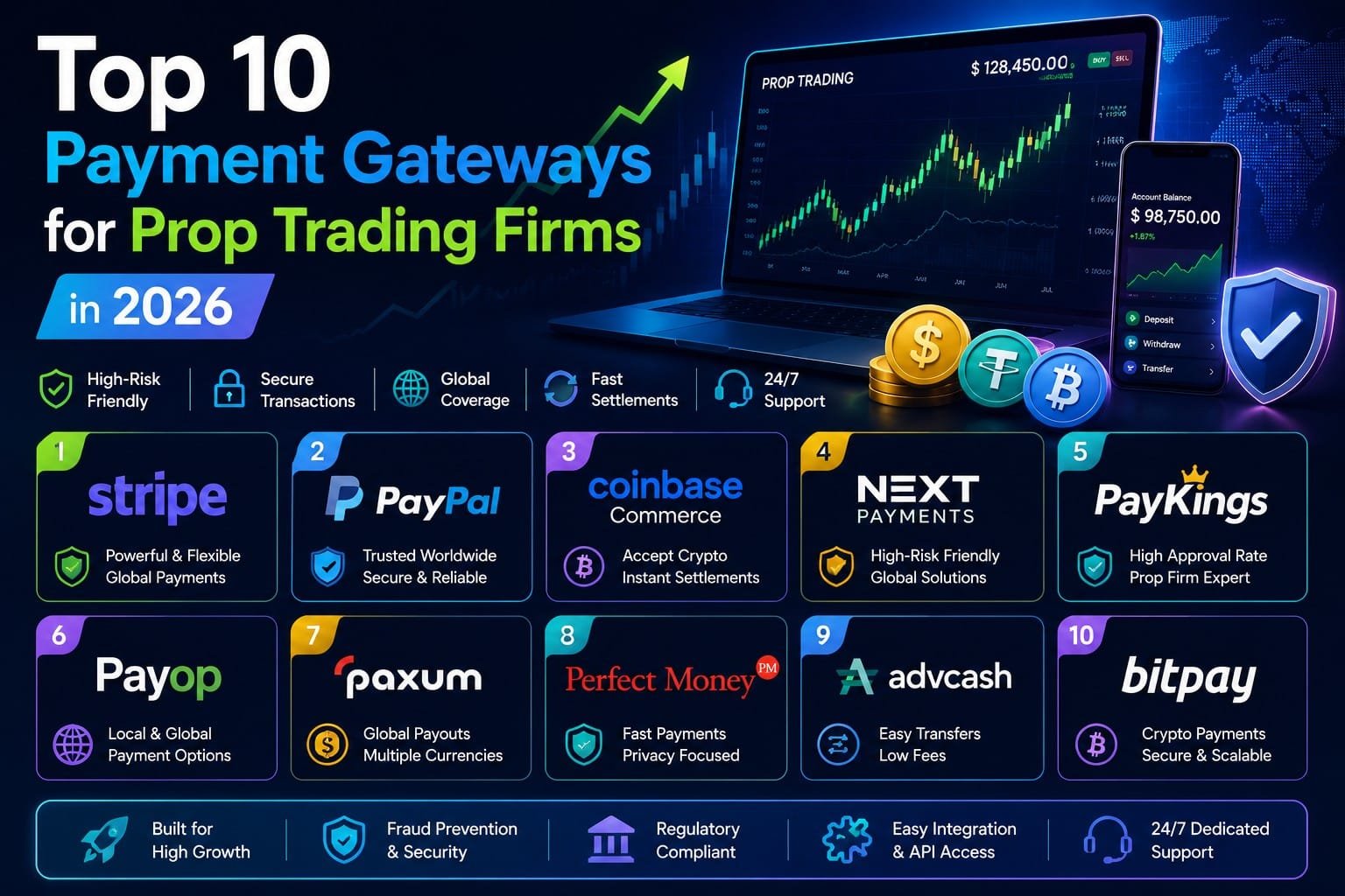 top payment gateways for prop trading firms